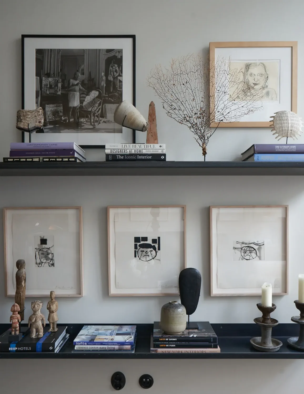 An Art-Filled Apartment in Stockholm 4 floating-shelves-art-scandinavian-home-nordroom