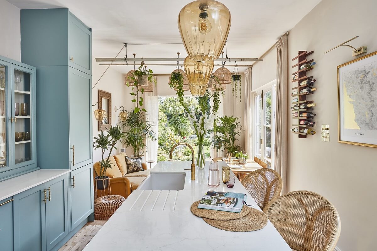 A Colorful 70s Inspired Home in London 2 light-blue-kitchen-70s-inspired-home-nordroom