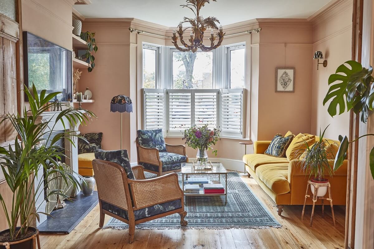 A Colorful 70s Inspired Home in London 13 living-room-mustard-yellow-sofa-nordroom