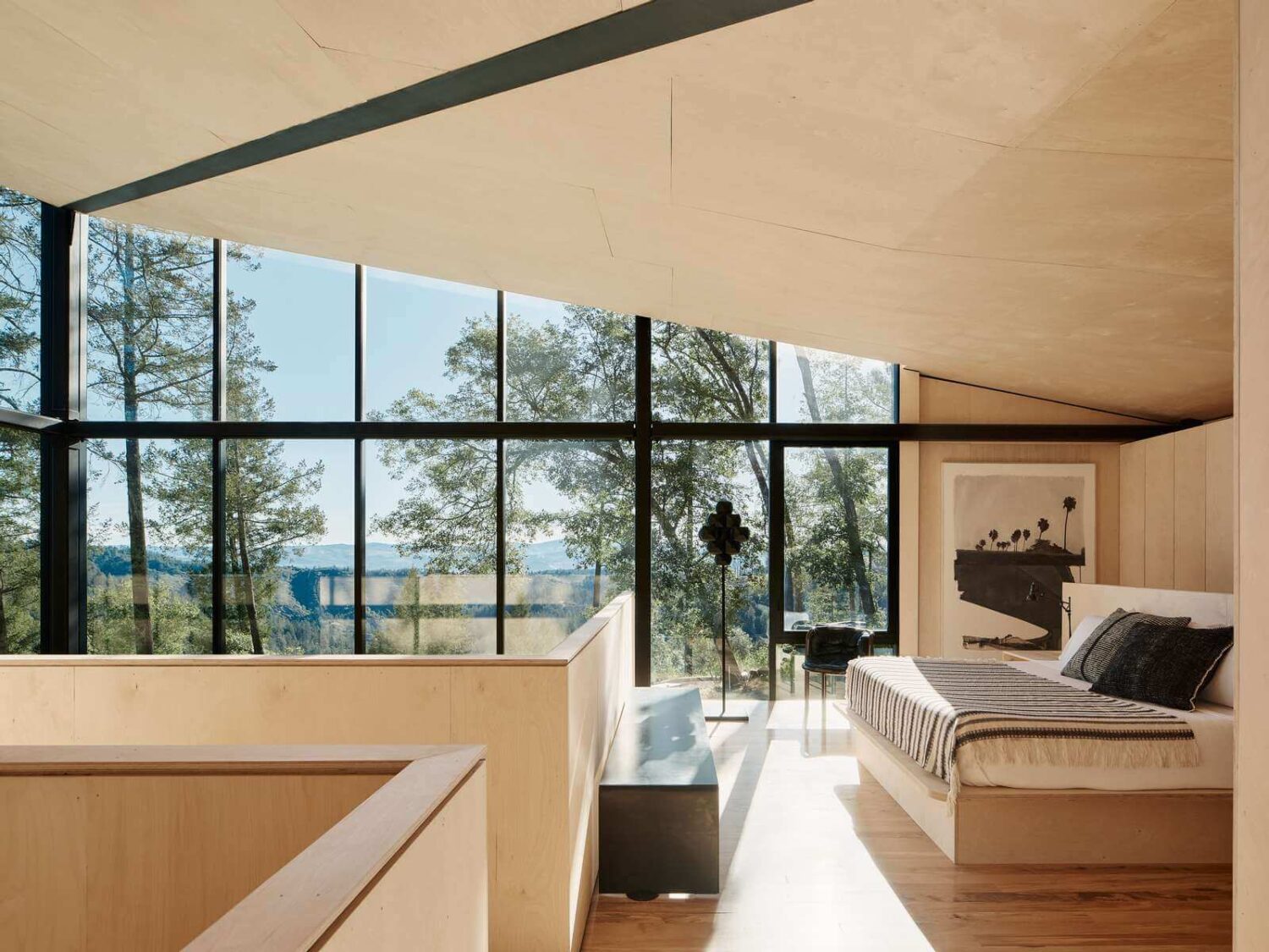 A Modern Mountaintop Home in Napa Valley 6 open-plan-bedroom-large-windows-modern-home-california-nordroom
