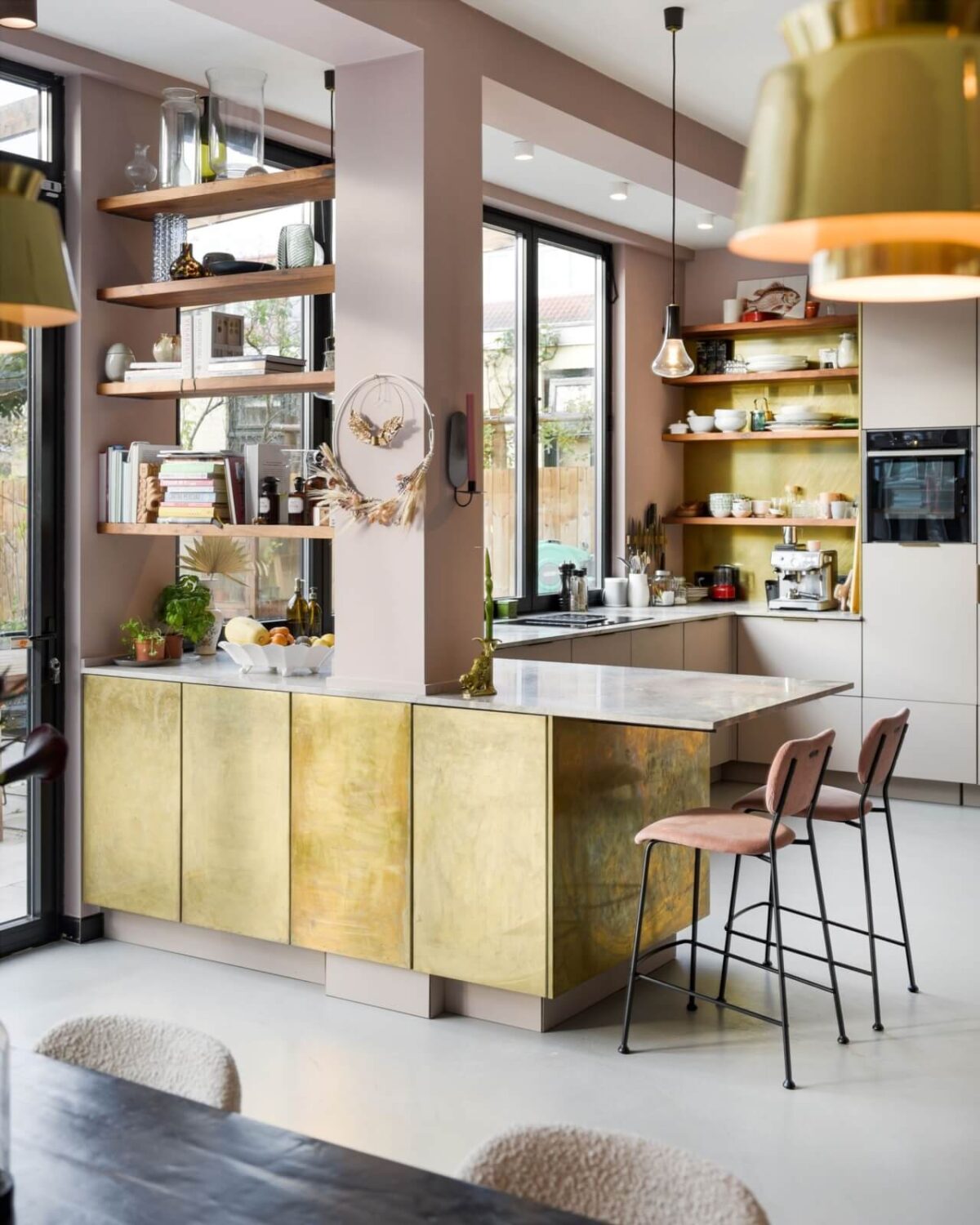 Best of 2021: Kitchens 20 pink-gold-kitchen-dutch-home-nordroom