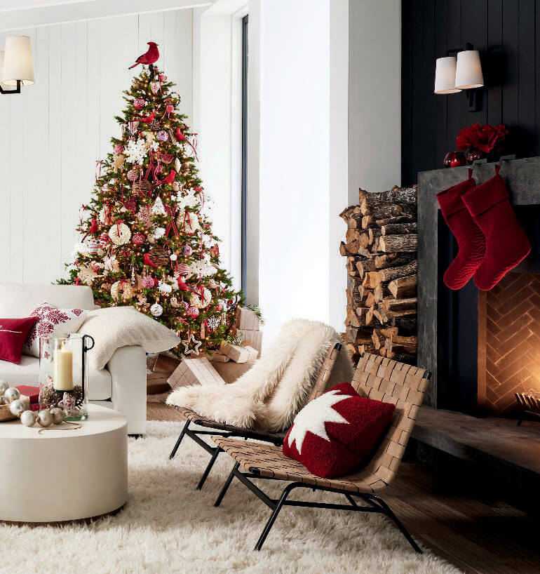 A Modern Rustic Home Decorated for Christmas 5 red christmas decor living room nordoom A Modern Rustic Home Decorated for Christmas