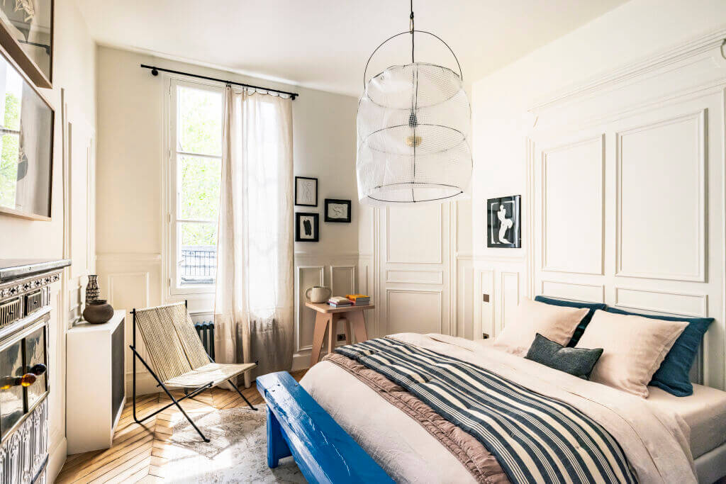 A Colorful Eclectic Apartment by Merci Paris 11 bedroom-blue-accents-merci-paris-second-residence-nordroom