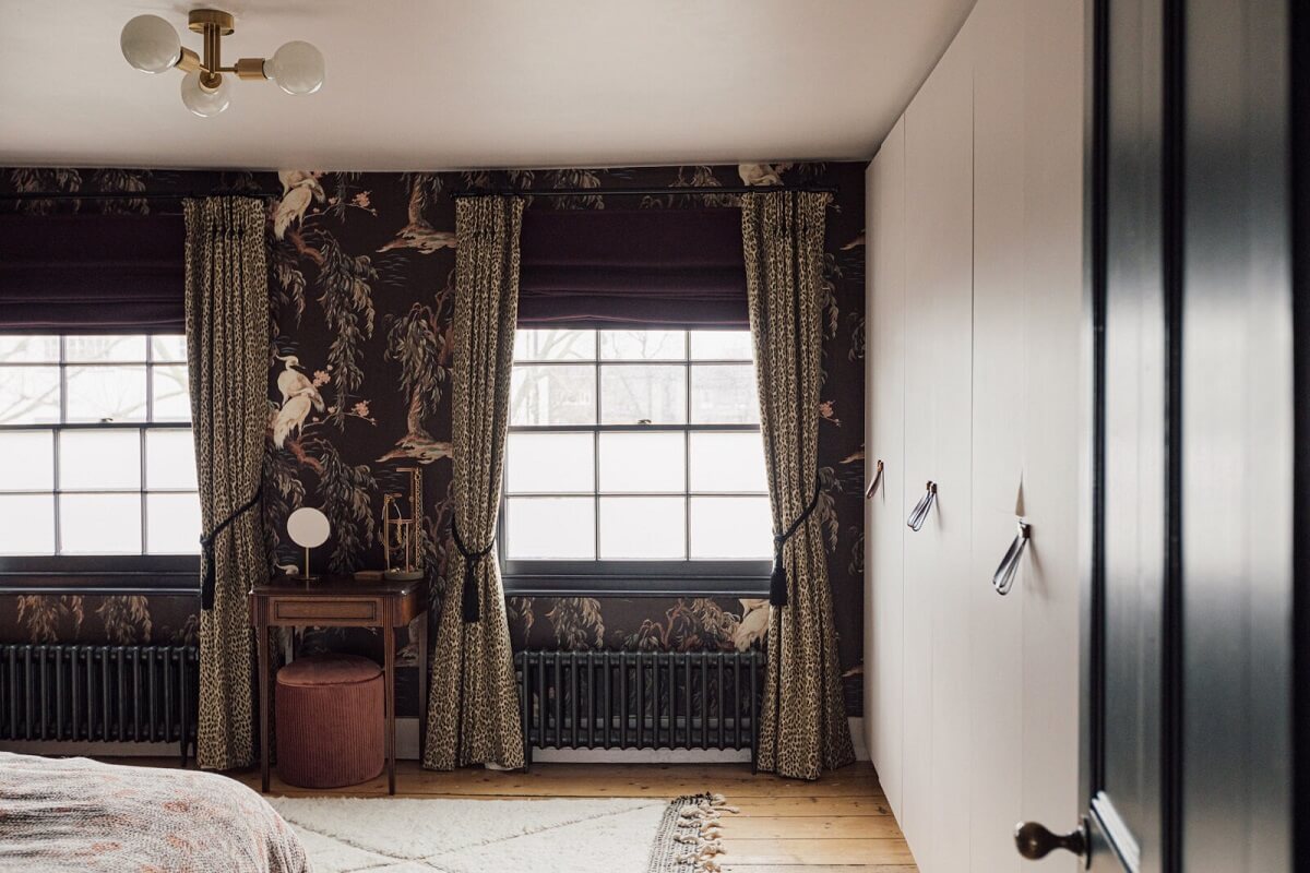 Color & Wallpaper in a Victorian Villa 18 bedroom-built-in-closet-wallpaper-nordrom