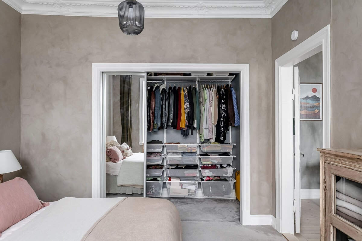 A Lovely Scandi Apartment with Original Features 13 built-in-closet-scandinavian-bedroom-nordroom
