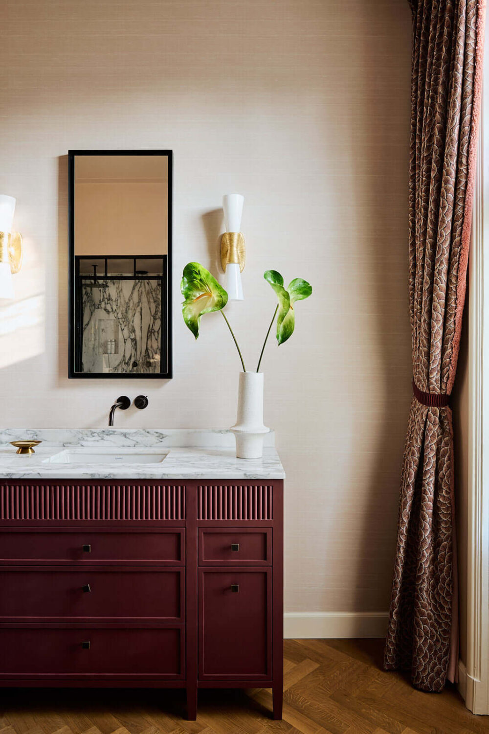 Color & Texture in a Grand Amsterdam Villa 19 burgundy-bathroom-vanity-villa-amsterdam-nordroom