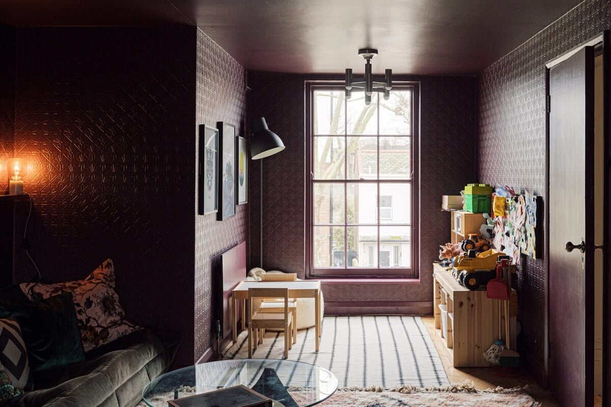 Color & Wallpaper in a Victorian Villa 13 burgundy-color-snug-playroom-nordroom