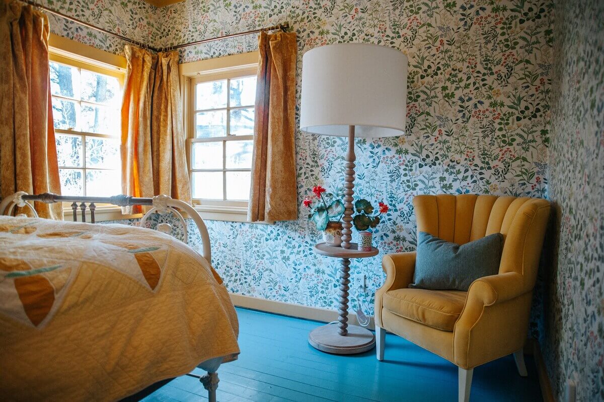 A Colored Sixth Wall May Be The Biggest Paint Trend in 2026 6 colorful-bedroom-blue-painted-floor-yellow-accents-nordroom
