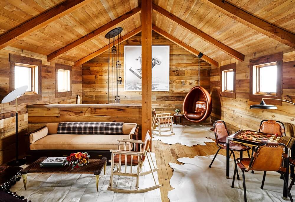 A Rustic Mountain Home in Big Sky, Montana 17 cozy-wooden-snug-slanted-ceiling-wood-nordroom