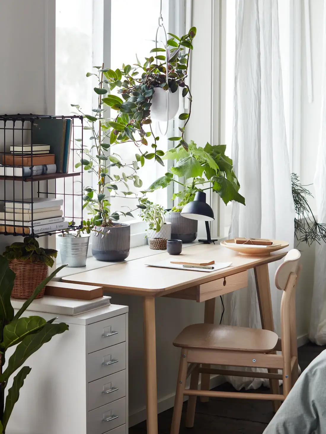 How To Design A Stylish Bedroom Home Office 31 desk-in-front-of-window-bedroom-plants-nordroom