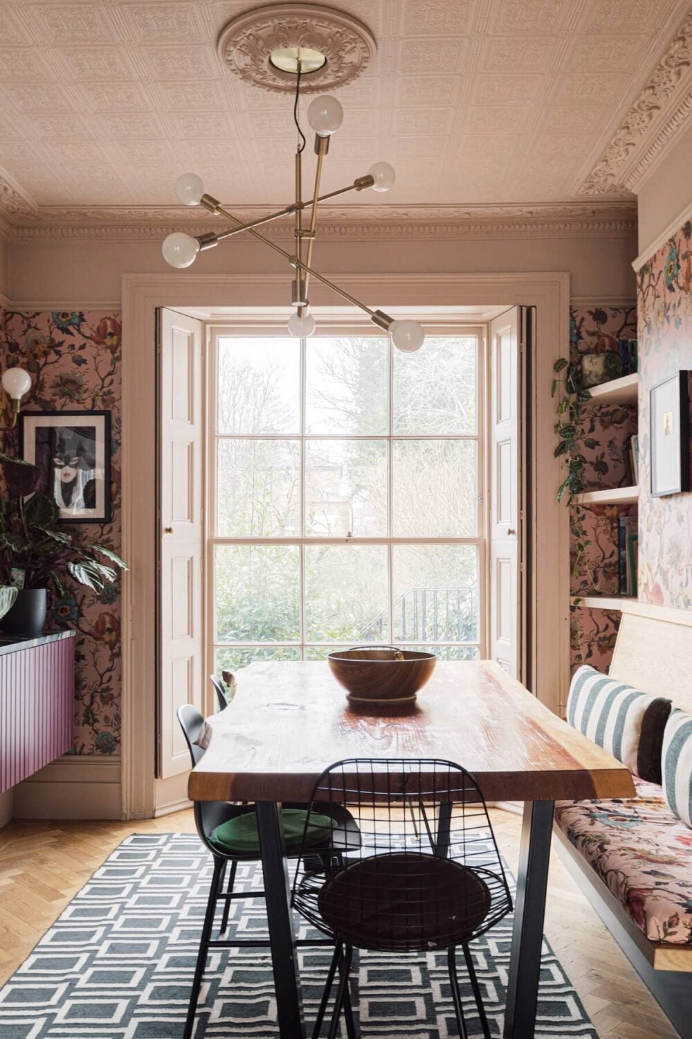 Color & Wallpaper in a Victorian Villa 2 dining-room-house-of-hackney-walpaper-bench-nordroom
