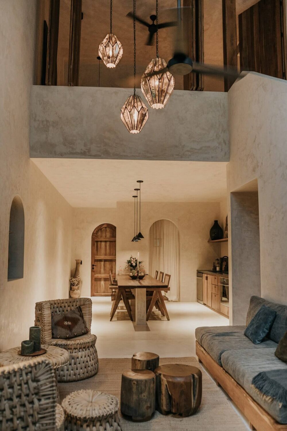 A Tulum Airbnb in an Architectural Building 9 double-height-living-room-at-night-tulum-airbnb-nordroom