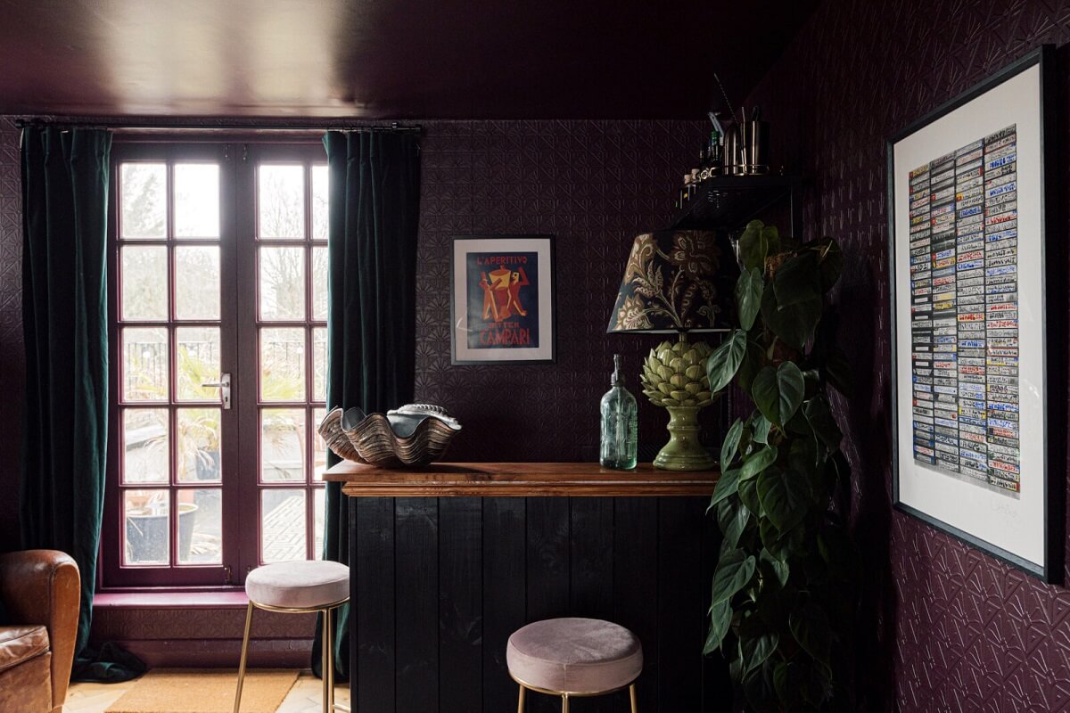 Color & Wallpaper in a Victorian Villa 14 home-bar-burgundy-snug-nordroom