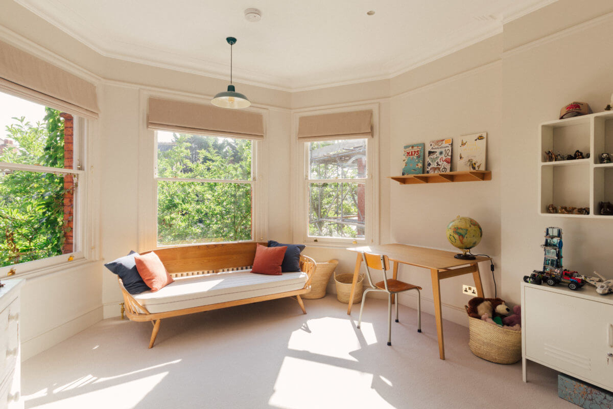 A Light-Filled Victorian Family Home in London 35 kids-bedroom-bay-window-nordroom