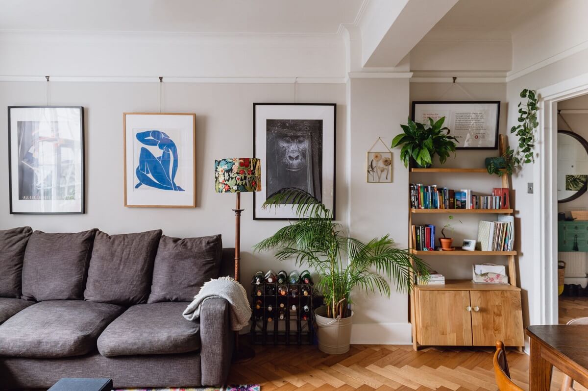 A Charming Two Bedroom Apartment in London 3 living-room-london-flat-bookshelves-nordroom