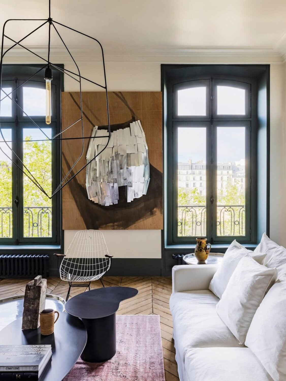 A Colorful Eclectic Apartment by Merci Paris 3 merci-paris-second-residence-living-room-wood-floor-nordroom
