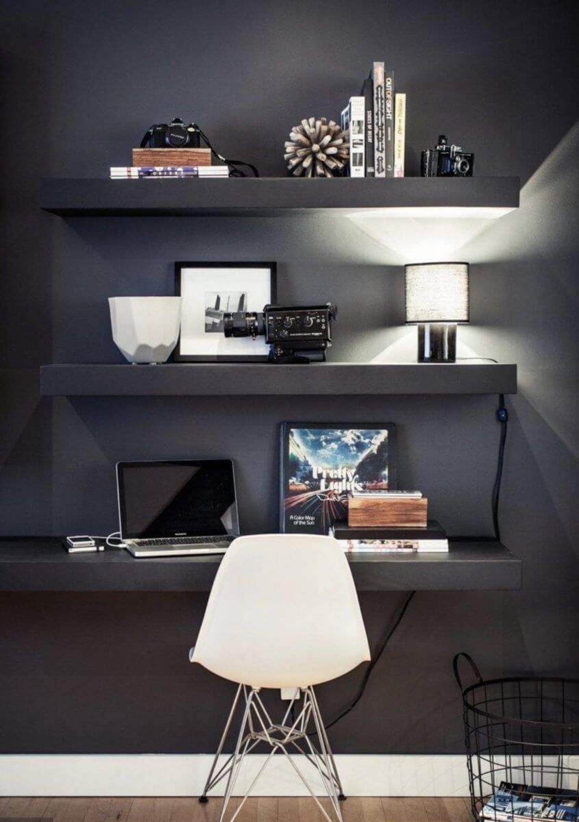 How To Design A Stylish Bedroom Home Office 17 monochrome-floating-desk-bedroom-home-office-nordroom