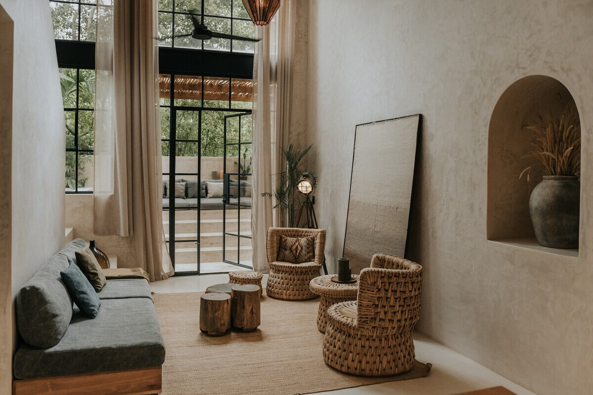 A Tulum Airbnb in an Architectural Building 2 natural-living-room-high-ceilings-tulum-nordroom