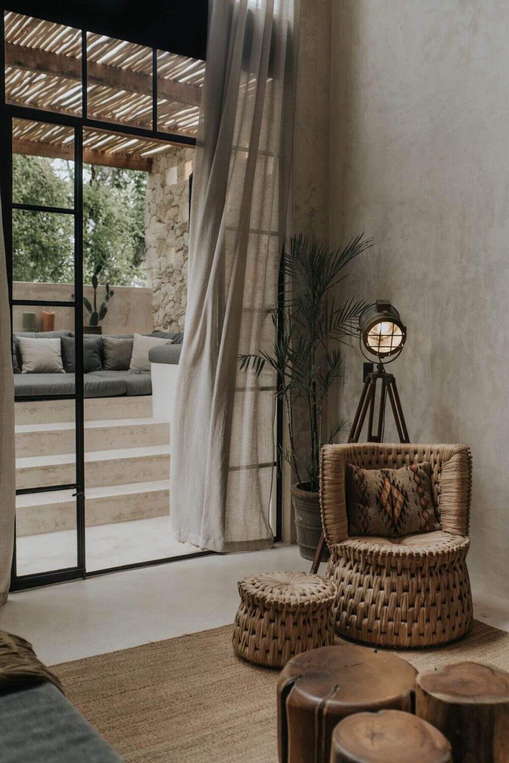 A Tulum Airbnb in an Architectural Building 6 natural-materials-living-room-tulum-airbnb-apartment-nordroom