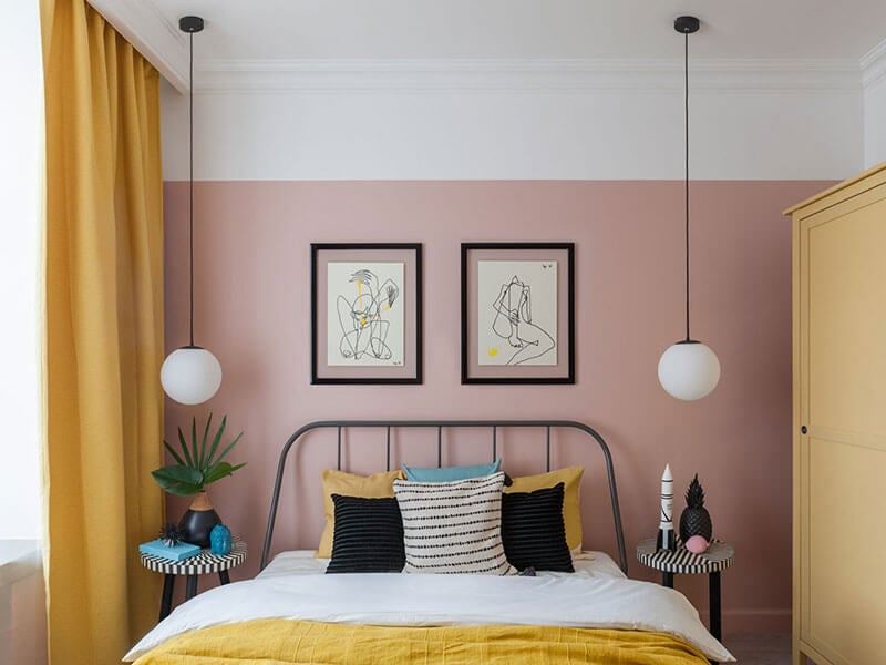 Best Paint Colors for a Colorful Small Bedroom 27 pink yellow bedroom design nordroom Best Paint Colors for a Colorful Small Bedroom