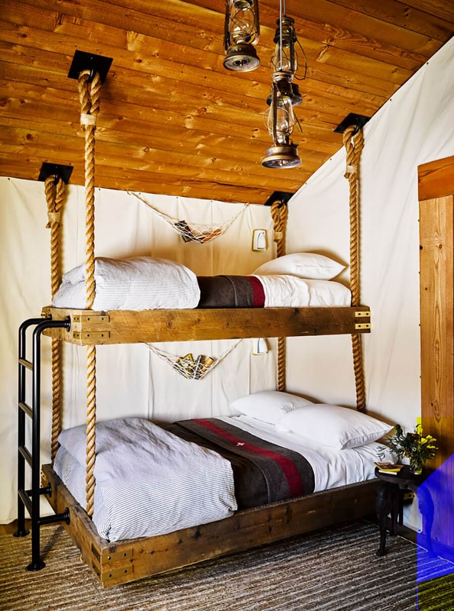 A Rustic Mountain Home in Big Sky, Montana 15 rustic-rope-bunk-beds-nordroom