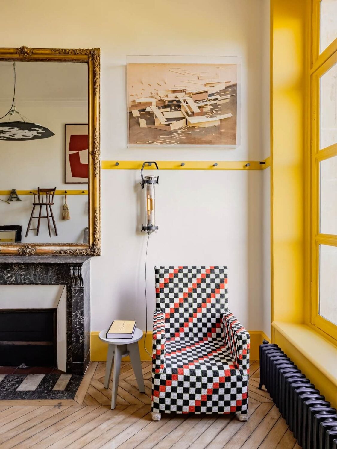 A Colorful Eclectic Apartment by Merci Paris 6 shaker-work-room-yellow-window-frames-merci-paris-second-residence-nordroom