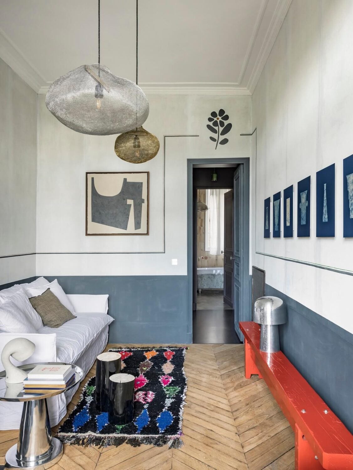 A Colorful Eclectic Apartment by Merci Paris 13 snug-blue-color-accent-paris-apartment-merci-second-residence-nordroom