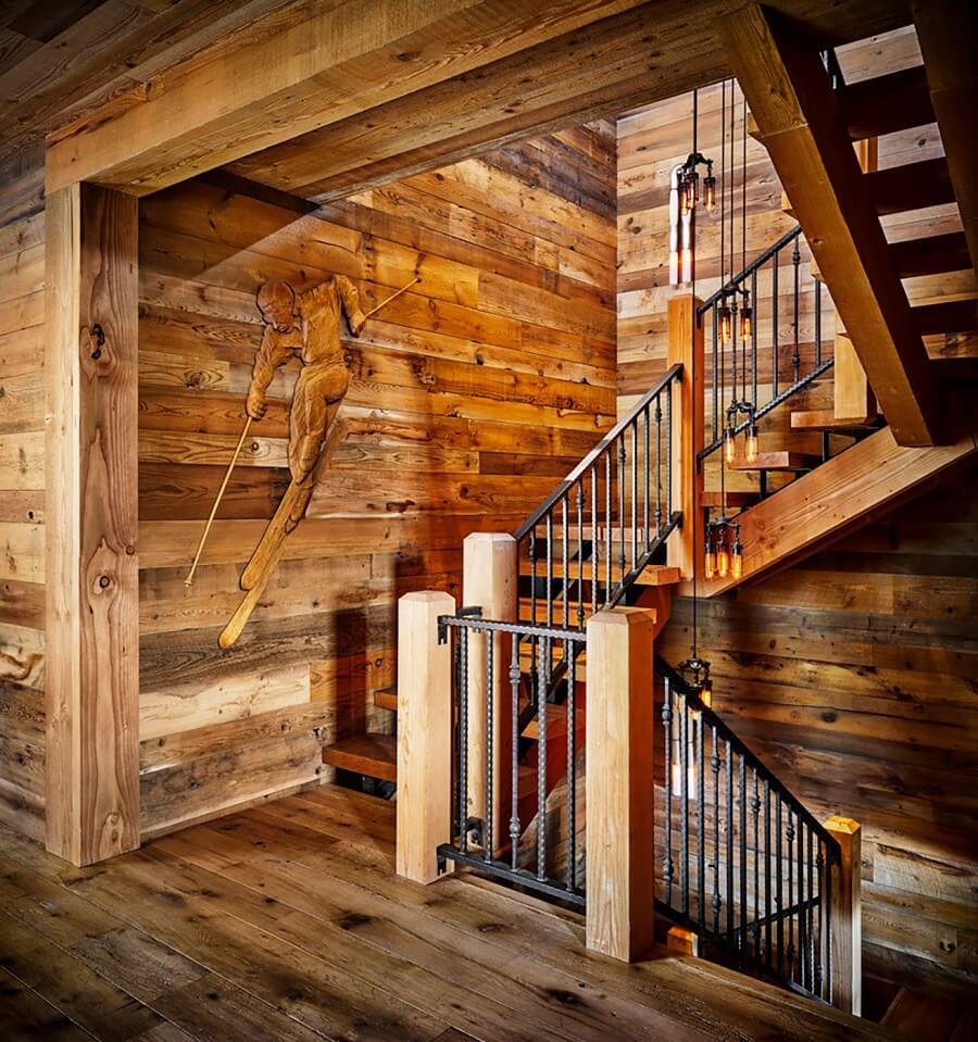 A Rustic Mountain Home in Big Sky, Montana 10 staircase-mountain-ski-home-nordroom
