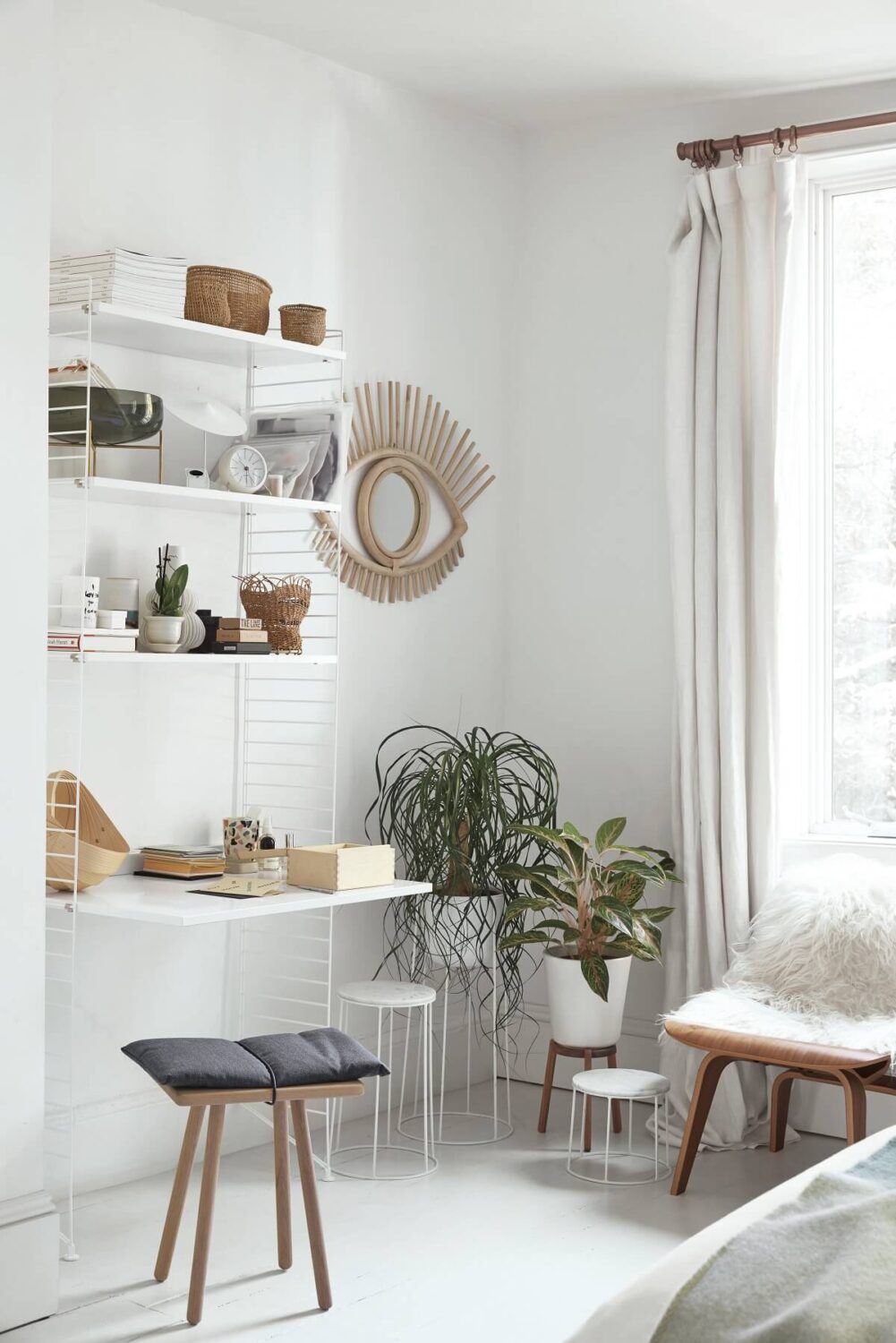 How To Design A Stylish Bedroom Home Office 10 string-shelves-bedroom-home-office-ideas-nordroom