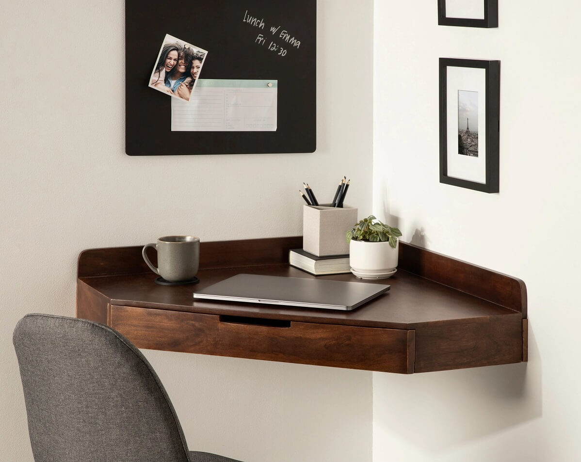 How To Design A Stylish Bedroom Home Office 16 tiny-kate-and-laurel-floating-corner-desk-with-drawer-nordroom