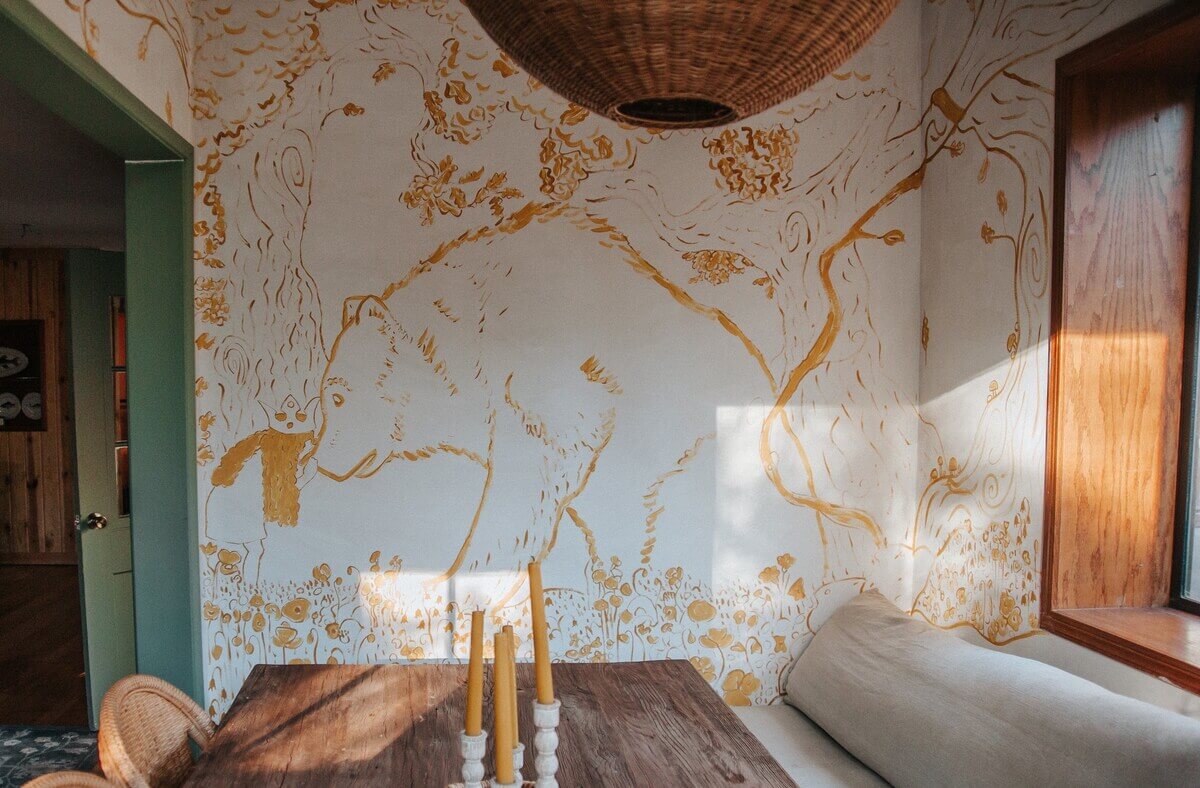 An Interior Designer's Colorful Airbnb Cabin 4 wallpaper-dining-room-nordroom