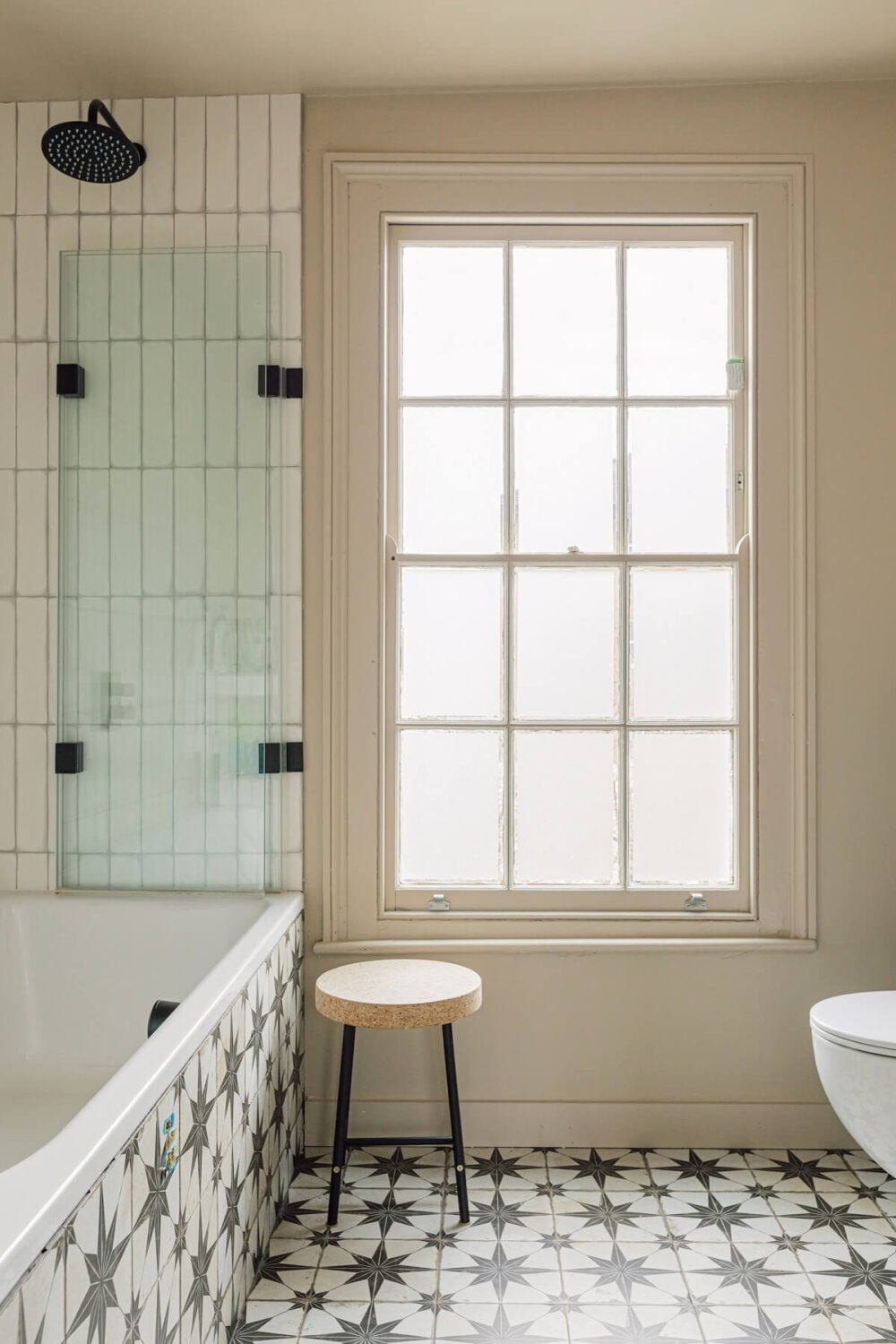 Color & Wallpaper in a Victorian Villa 24 white-bathroom-black-white-floor-tiles-nordroom