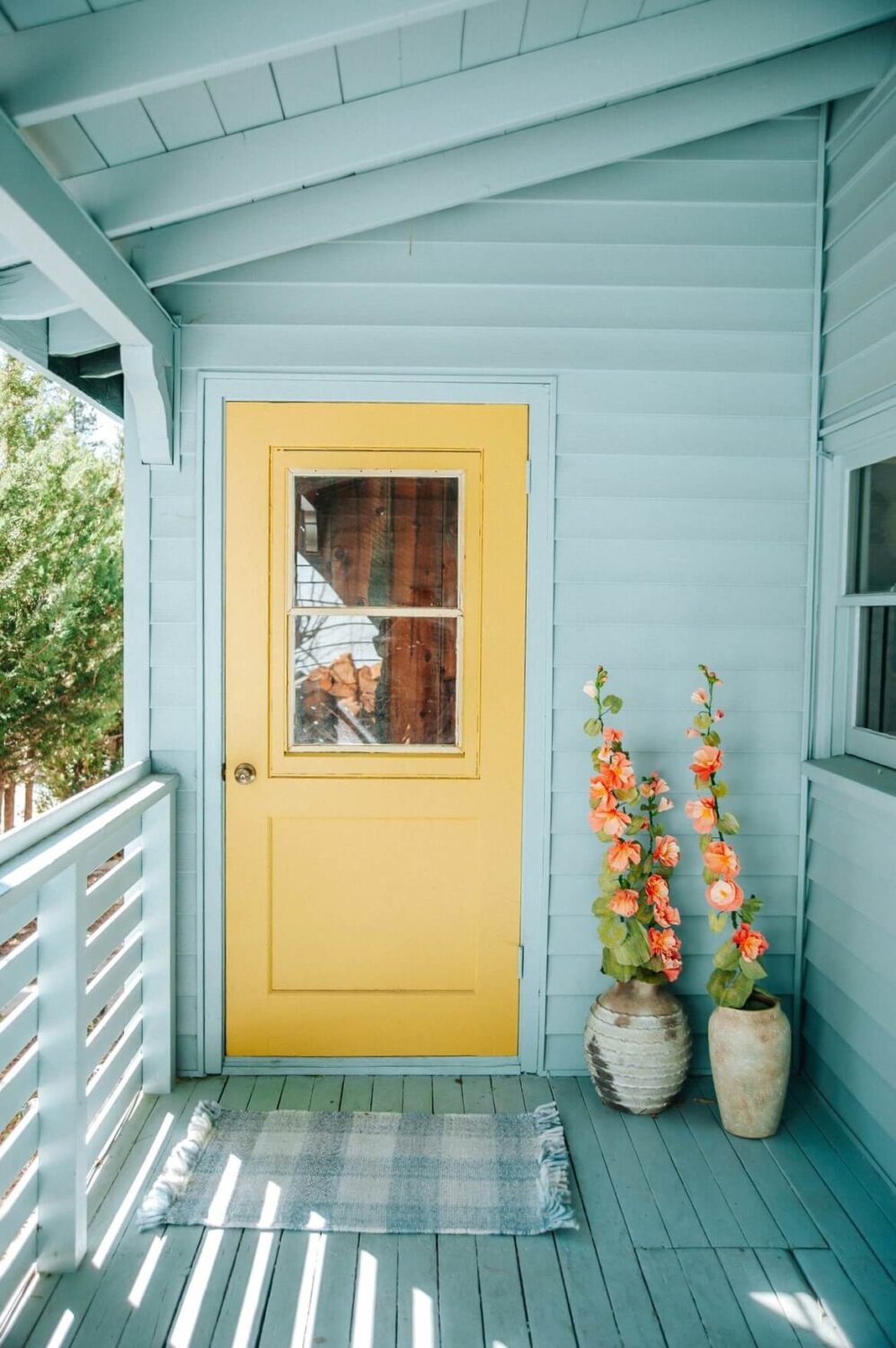 An Interior Designer's Colorful Airbnb Cabin 20 yellow-front-door-airbnb-cabin-nordroom