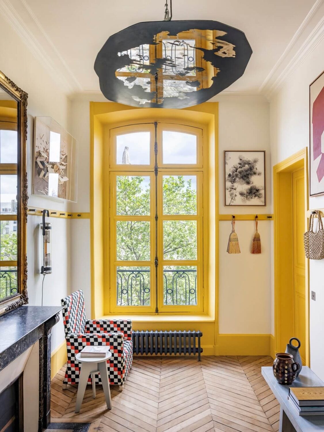 A Colorful Eclectic Apartment by Merci Paris 5 yellow-window-frame-eclectic-paris-apartment-merci-second-residence-nordroom