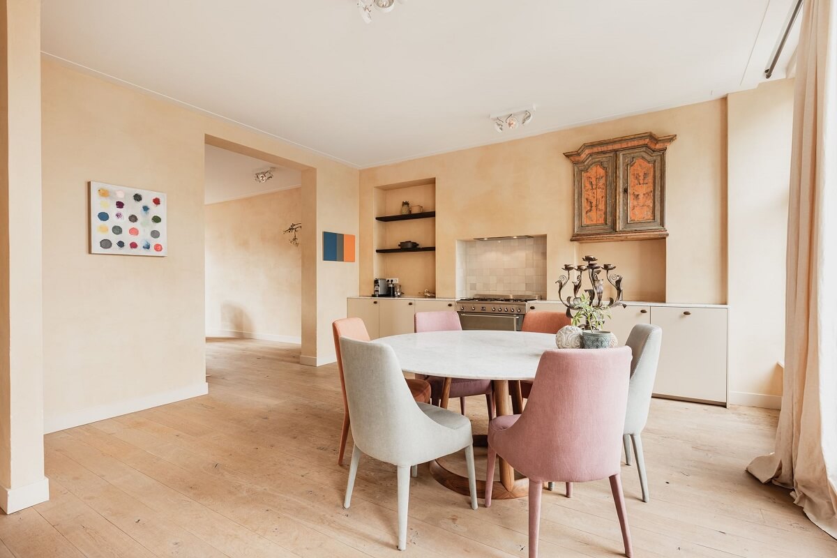 A Luxurious Townhouse in Amsterdam With Loft-Style Living Room 19 beige-guest-suite-kitchen-townhouse-amsterdam-nordroom