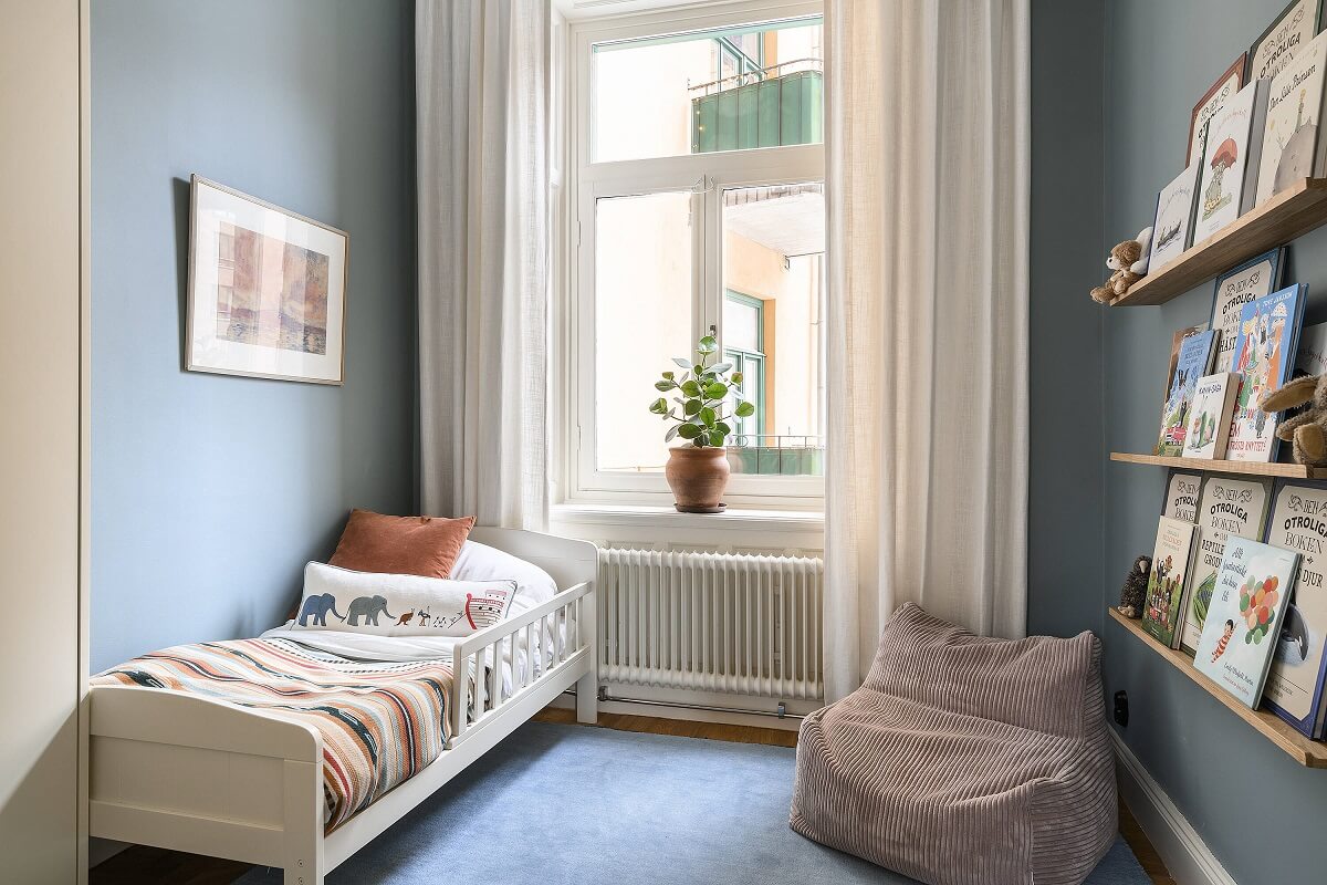 A Stylish Scandi Home with Oak Kitchen 21 blue-kids-bedroom-nordroom