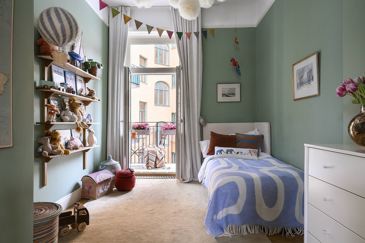 A Stylish Scandi Home with Oak Kitchen 17 green-kids-bedroom-nordroom