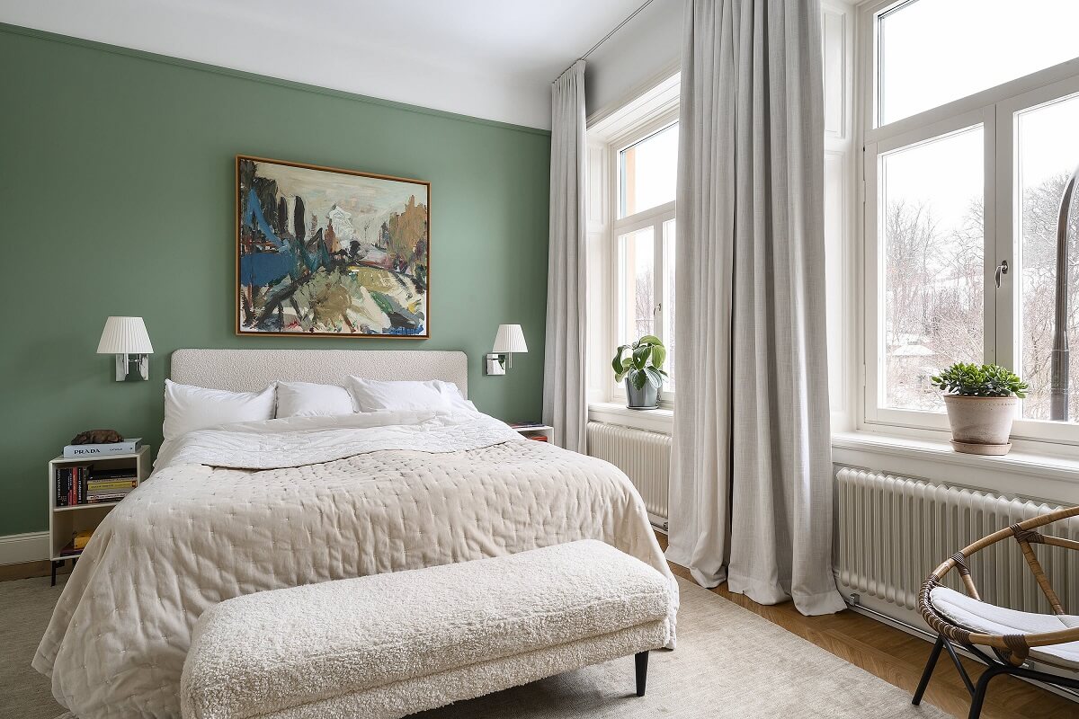 A Stylish Scandi Home with Oak Kitchen 13 green-scandinavian-bedroom-nordroom