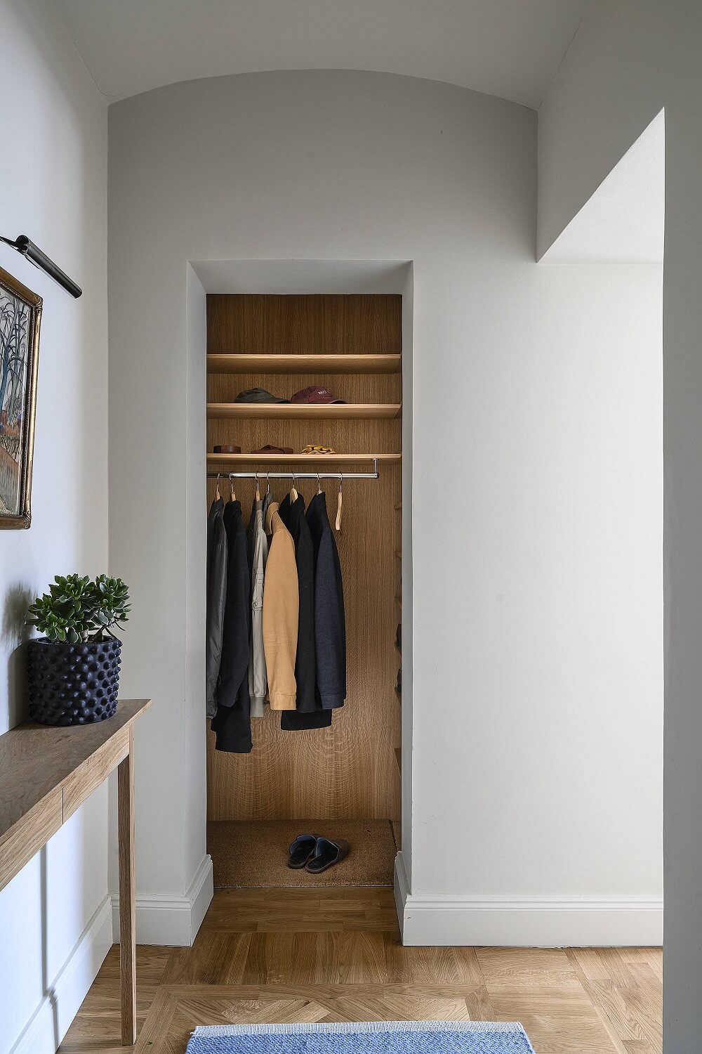 A Stylish Scandi Home with Oak Kitchen 22 hallway-built-in-wardrobe-nordroom