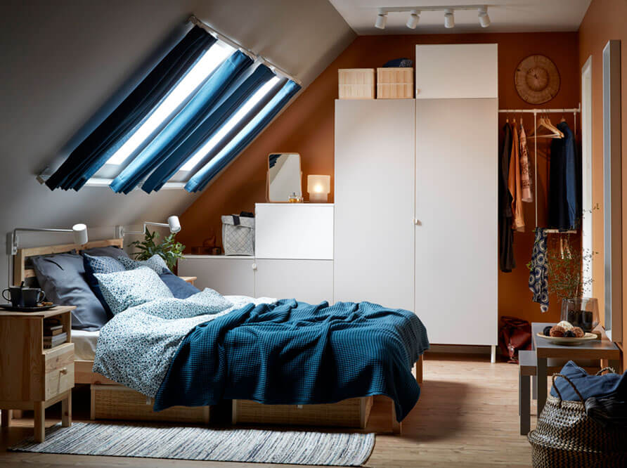 How To Decorate A Bedroom with A Slanted Ceiling 20 ikea-bedroom-sloped-ceiling-wardrobe-solution-nordroom
