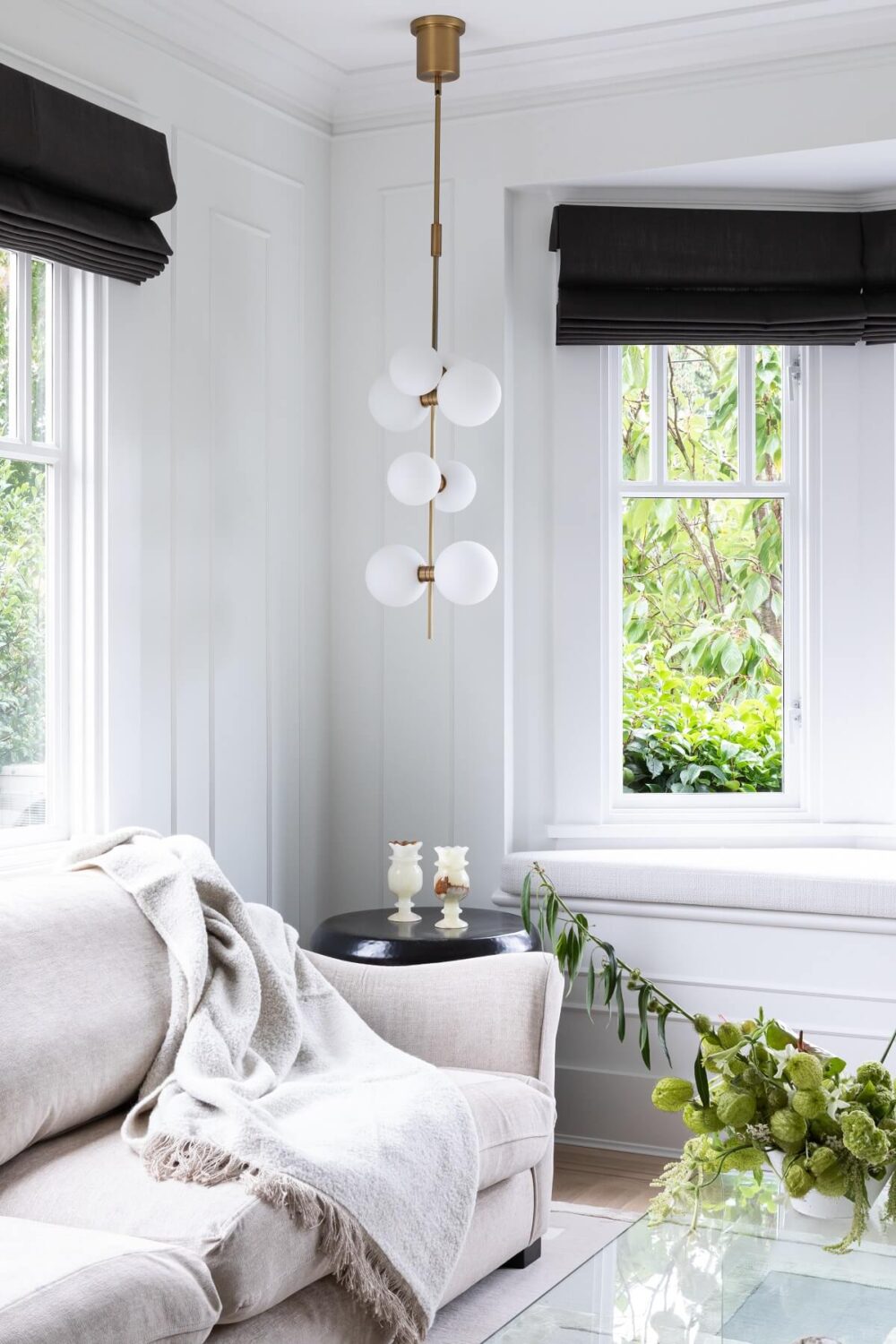 An Eclectic Elegant Home in Vancouver 4 light-living-room-pendant-elegant-vancouver-home-gillian-segal-design-nordroom
