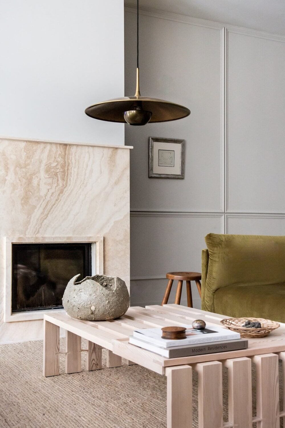 An Elegant Townhouse by Avenue Design Studio 10 living-romm-detail-fireplace-green-velvet-sofa-nordroom
