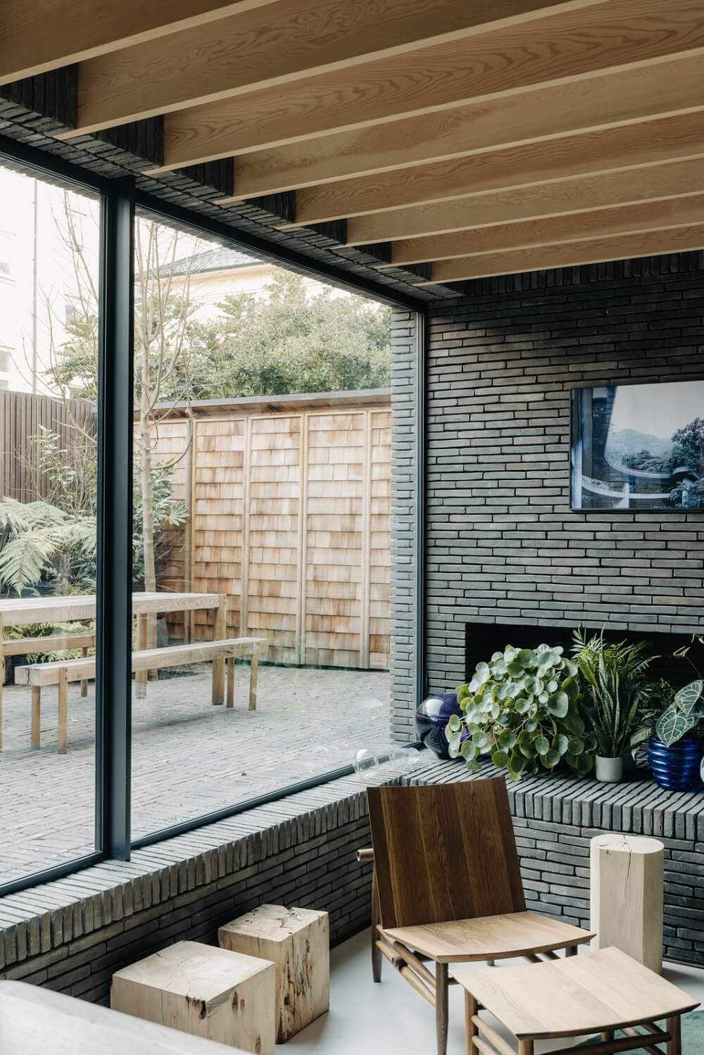 A Brick House in London Designed by Daniel Sanderson 6 living-room-ceiling-beams-nordroom
