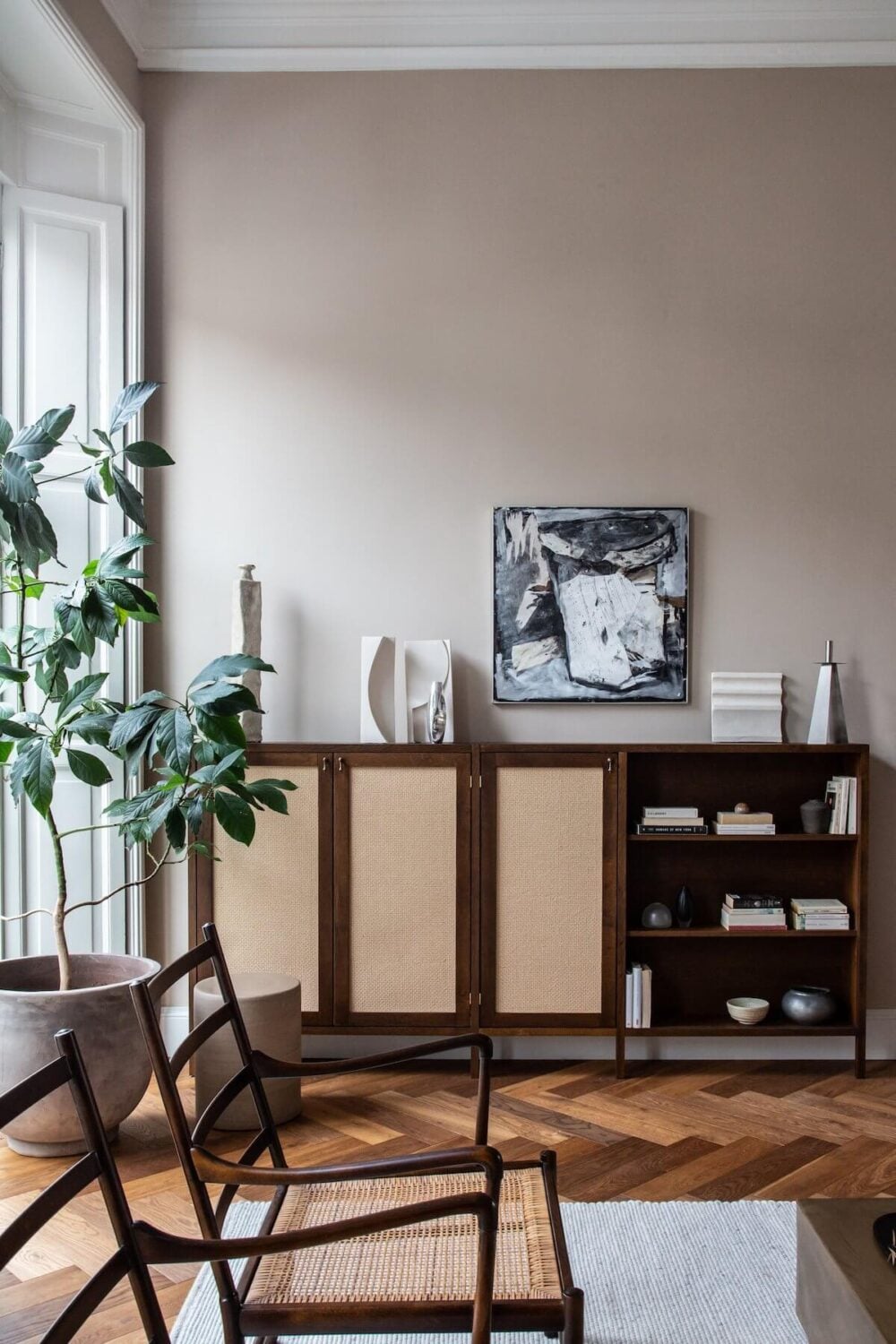 An Elegant Townhouse by Avenue Design Studio 20 living-room-walnut-cabinet-nordroom