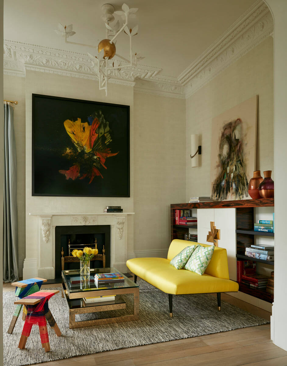 Color & Art in a Notting Hill House by Maddux Creative 6 maddux-creative-sitting-room-yellow-sofa-nordroom