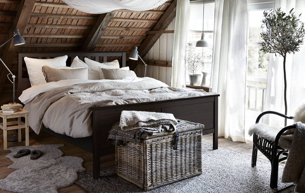 How To Decorate A Bedroom with A Slanted Ceiling 35 natural-ikea-bedroom-slanted-ceiling-nordroom
