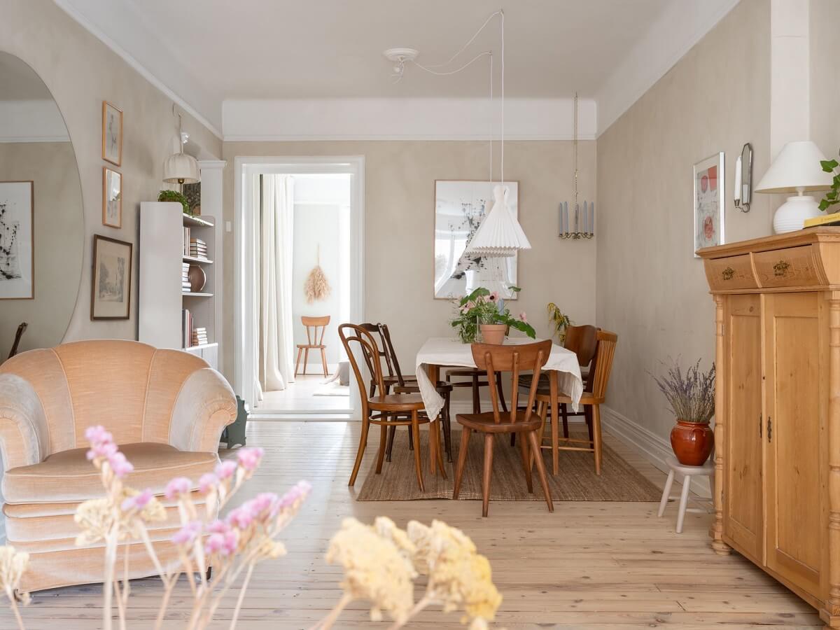 A Warm Soft Colored Home in Stockholm 5 scandinavian-living-room-dining-area-nordroom
