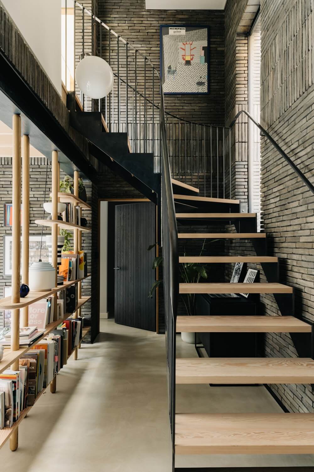 A Brick House in London Designed by Daniel Sanderson 15 staircase-black-brickwork-london-nordroom