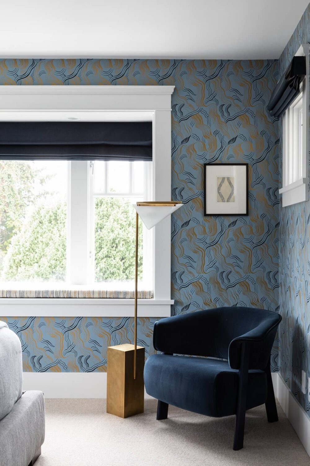 An Eclectic Elegant Home in Vancouver 26 velvet-blue-armchair-wallpaper-vancouver-home-nordroom
