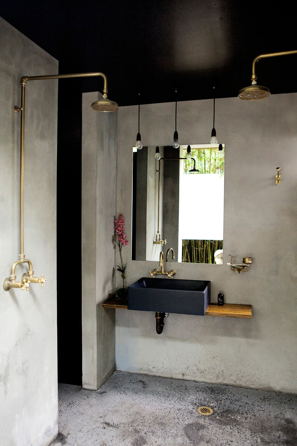 50 Amazing Black Bathroom Design Ideas 43 bathroom-concrete-walls-black-painted-ceiling-nordroom